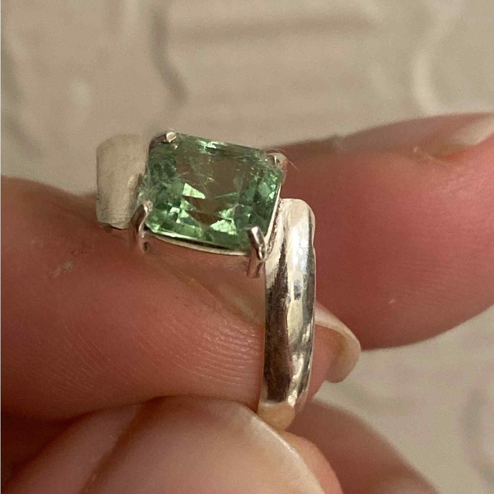 Handmade Beautiful Natural Sky Blue Tourmaline Pure 925 Silver Ring